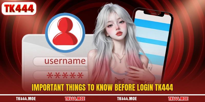 Important things to know before login TK444 Important things to know before login TK444